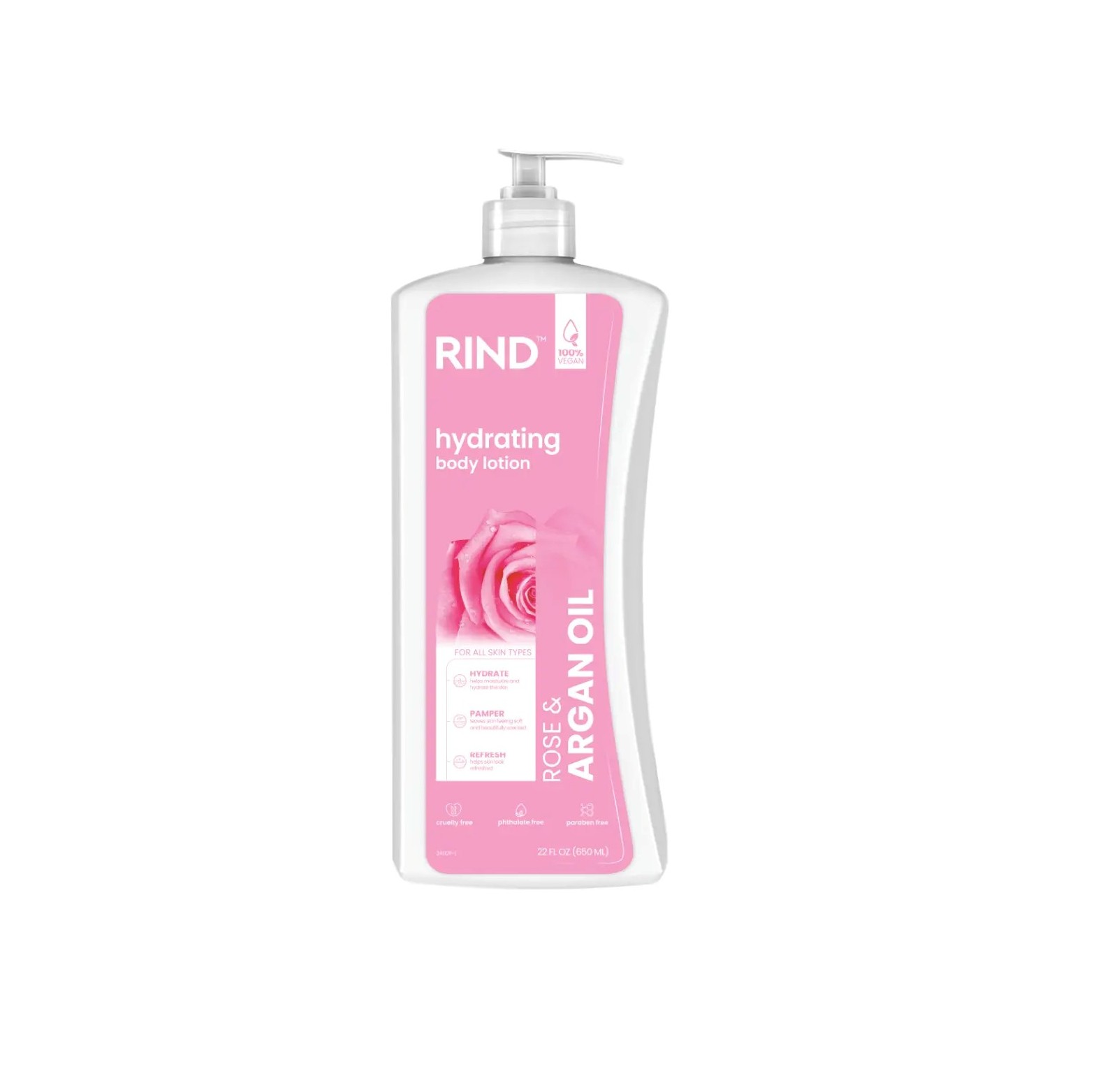 RIND Hydrating Body Lotion – Rose & Argan Oil 650ml ريند لوشن مرطب للجسم بخلاصة الورد وزيت الأرغان